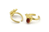 Brass Ring Settings, 2 Raw Brass Lotus Flower Rings With 1 Oval Shaped Stone Setting - Pad Size 8x6mm N2103
