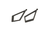 Black Diamond Charm, 12 Oxidized Black Brass Rhombus Charms With 1 Loop, Earrings, Findings (31x14x0.80mm) D1138 S1047