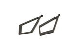Black Diamond Charm, 12 Oxidized Black Brass Rhombus Charms With 1 Loop, Earrings, Findings (31x14x0.80mm) D1138 S1047