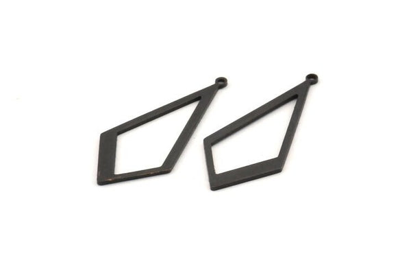 Black Diamond Charm, 12 Oxidized Black Brass Rhombus Charms With 1 Loop, Earrings, Findings (31x14x0.80mm) D1138 S1047