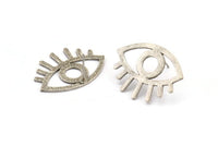 Silver Eye Earring, 4 Antique Silver Plated Brass Eye Stud Earrings (29x1mm) N1030 H1186