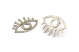 Silver Eye Earring, 4 Antique Silver Plated Brass Eye Stud Earrings (29x1mm) N1030 H1186