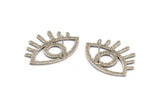 Silver Eye Earring, 4 Antique Silver Plated Brass Eye Stud Earrings (29x1mm) N1030 H1186