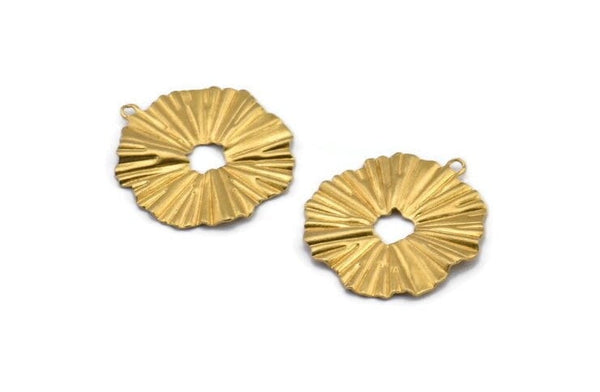 Brass Sun Charm, 24 Raw Brass Sun Charms With 1 Loop, Findings, Earrings (19x18mm) D1198
