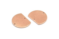 Semi Circle Charm, 4 Rose Gold Plated Brass Textured Half Moon Blanks With 2 Holes, Earrings, Pendants (19x15x0.80mm) D0771