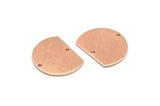 Semi Circle Charm, 4 Rose Gold Plated Brass Textured Half Moon Blanks With 2 Holes, Earrings, Pendants (19x15x0.80mm) D0771