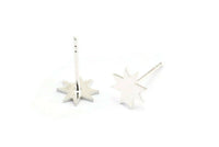 Silver Star Earring, 12 - 925 Silver Lincoln Star Stud Earrings (8x0.60mm) ST03