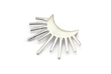 Moon And Sun, 925 Silver Sun Pendants With 2 Loops (28x17x0.80mm) N0991