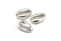 Silver Shell Finding, 2 925 Silver Cowrie Shell Findings, Pendants, Charms, Earrings, Beads (10-16mm) E200