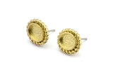 Brass Oval Earring, 4 Raw Brass Oval Earring Studs - Pad Size 6x8mm (11x13mm) N2080