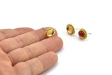 Brass Oval Earring, 4 Raw Brass Oval Earring Studs - Pad Size 6x8mm (11x13mm) N2080