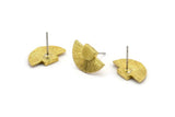 Brass Earring Posts, 6 Raw Brass Semi Circle Earring Stud (16x10mm) N0797