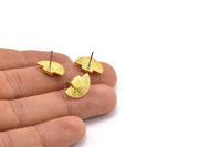 Brass Earring Posts, 6 Raw Brass Semi Circle Earring Stud (16x10mm) N0797