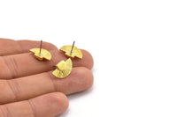 Brass Earring Posts, 200 Raw Brass Semi Circle Earring Stud (16x10mm) N0797