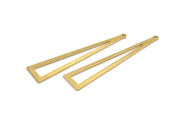 Brass Triangle Charm, 12 Raw Brass Triangle Charms With 1 Hole, Earrings, Findings (50x11x0.80mm) D1254