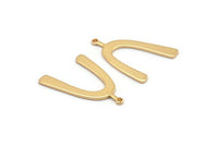 Gold U Charm, 2 Gold Plated Brass U Shaped Charms With 1 Loop, Pendants, Earrings, Findings (34x22x1mm) D1182 Q0856