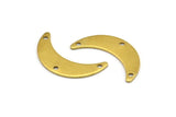 Brass Moon Charm, 12 Raw Brass Crescent Moon Charms With 3 Holes, Findings (25x13x1mm) A2134