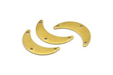Brass Moon Charm, 12 Raw Brass Crescent Moon Charms With 3 Holes, Findings (25x13x1mm) A2134