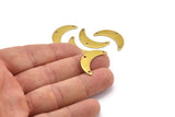 Brass Moon Charm, 12 Raw Brass Crescent Moon Charms With 3 Holes, Findings (25x13x1mm) A2134