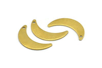Brass Moon Charm, 12 Raw Brass Crescent Moon Charms With 1 Hole, Findings (25x13x1mm) A2130