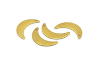 Brass Moon Charm, 12 Raw Brass Crescent Moon Charms With 1 Hole, Findings (25x13x1mm) A2130