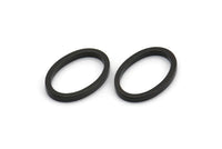 Black Oval Charm, 12 Oxidized Brass Black Oval Connectors (13x19x2mm) BS 1738 S715