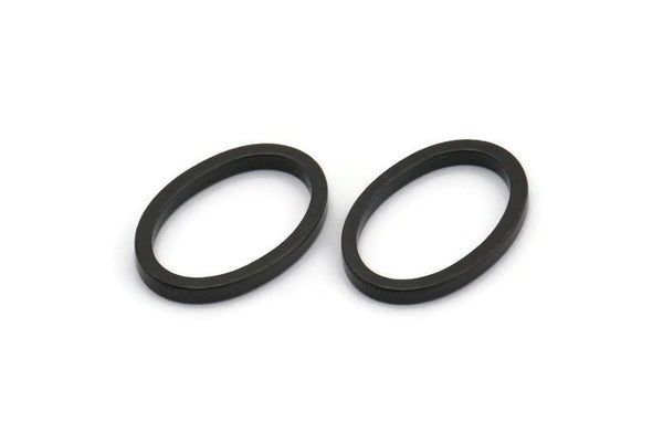Black Oval Charm, 12 Oxidized Brass Black Oval Connectors (13x19x2mm) BS 1738 S715