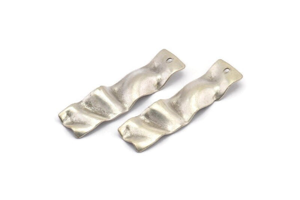 Gümüş Dikdörtgen Charm, 1 Delikli 8 Antik Gümüş Kaplamalı Pirinç Dalgalı Dikdörtgen Charm, Küpeler, Bulgular (36x10x0,60 mm) D857 H0772