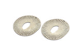 Silver Grooved Disc, 4 Antique Silver Plated Brass Grooved Disc Charms With 1 Hole, Earrings, Pendants, Findings (42x38x0.50mm) D0799 H0832