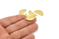 Semi Circle Pendant, 24 Raw Brass Semi Circle Blanks With 2 Holes (21x10x0.80mm) R035