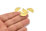 Semi Circle Pendant, 24 Raw Brass Semi Circle Blanks With 2 Holes (21x10x0.80mm) R035