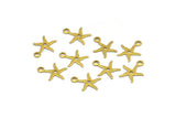Ocean Sea Star Charm, 50 Raw Brass Sea Star Charms (9mm) Brs 626 A0160