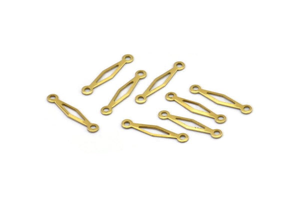 Brass Diamond Connector, 50 Raw Brass Diamond Connectors, Charms, Pendant, Findings With 2 Holes (18x3mm) Brs 168 A0305