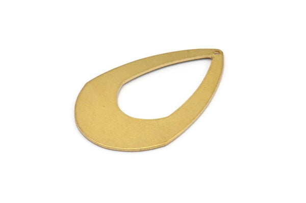 Brass Drop Charm, 6 Raw Brass Drop Charms With 1 Hole, Earrings, Pendants, Findings (41x28x0.80mm) D1060