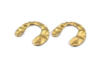Brass Geometric Charm, 12 Raw Brass U Shaped Pendants With 3 Holes, Findings (30x25x0.60mm) D0728