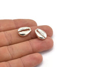 Silver Shell Finding, 2 925 Silver Cowrie Shell Findings, Pendants, Charms, Earrings, Beads 16-23MM  E276