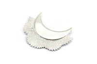 Silver Flower Pendant, 925 Silver Elegant Semi Flower Earring Findings With 2 Loops (42x31mm) U132