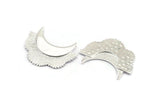Silver Flower Pendant, 925 Silver Elegant Semi Flower Earring Findings With 2 Loops (42x31mm) U132