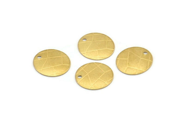 Brass Round Charm, 50 Raw Brass Round Charms With 1 Hole, Pendnats, Earrings, Findings (12x13x0.50mm) D1191