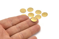 Brass Round Charm, 50 Raw Brass Round Charms With 1 Hole, Pendnats, Earrings, Findings (12x13x0.50mm) D1191