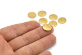 Brass Round Charm, 50 Raw Brass Round Charms With 1 Hole, Pendnats, Earrings, Findings (12x13x0.50mm) D1191