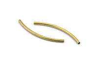 Curved Tube Beads - 24 Raw Brass Curved Tubes (2x40mm) Bs 1405