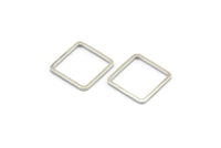 Silver Square Charm, 50 Silver Tone Square Ring Charms (12x1x0.8mm) BS 2378