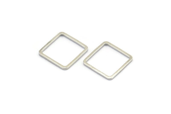 Silver Square Charm, 50 Silver Tone Square Ring Charms (12x1x0.8mm) BS 2378