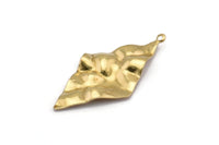 Brass Diamond Charm, 12 Raw Brass Diamond Charms With 1 loop, Earrings, Findings (39x19x0.60mm) D0726