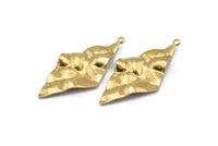 Brass Diamond Charm, 12 Raw Brass Diamond Charms With 1 loop, Earrings, Findings (39x19x0.60mm) D0726