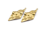 Brass Diamond Charm, 12 Raw Brass Diamond Charms With 1 loop, Earrings, Findings (39x19x0.60mm) D0726