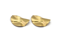 Semi Circle Charm, 12 Raw Brass Wavy Half Moon Charms With 1 Hole, Earrings, Findings (25x14x0.60mm) D0674