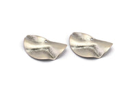 Semi Circle Charm, 10 Antique Silver Plated Brass Wavy Half Moon Charms With 1 Hole, Earrings, Findings (25x14x0.60mm) D0674 H0866