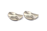 Semi Circle Charm, 10 Antique Silver Plated Brass Wavy Half Moon Charms With 1 Hole, Earrings, Findings (25x14x0.60mm) D0674 H0866